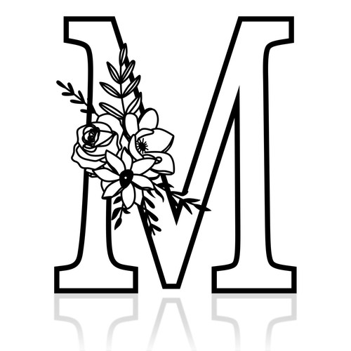 12in black metal monogram - black,