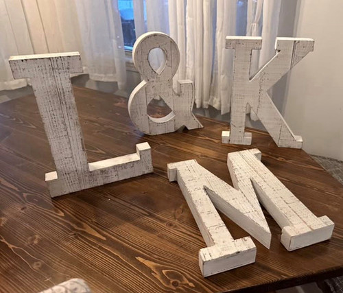 White wood freestanding letter - white,