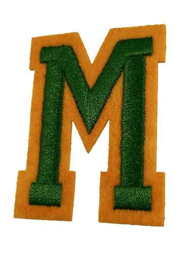 Alphabet letter green yellow - m,